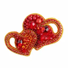 BP-342 Beadwork kit for creating broоch Crystal Art "Hearts"