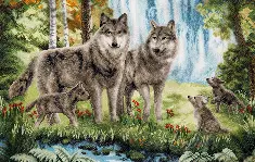 M-469 Counted cross stitch kit "Wolf family"