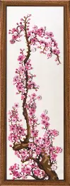 Mixed technique stitch kit M-86 “Pink oriental cherry” 