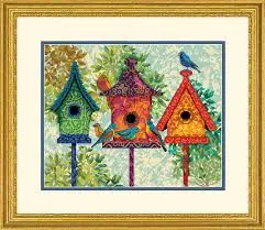 71-20088 Набор для вышивания подушки (гобелен) DIMENSIONS Colorful Birdhouses "Красочние домики" . Catalog. Kits