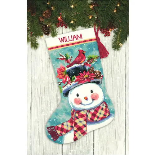 71-09159 Набор для вышивания крестом  «Seasonal Snowman • Снеговик» Чулок  DIMENSIONS. Catalog. Kits