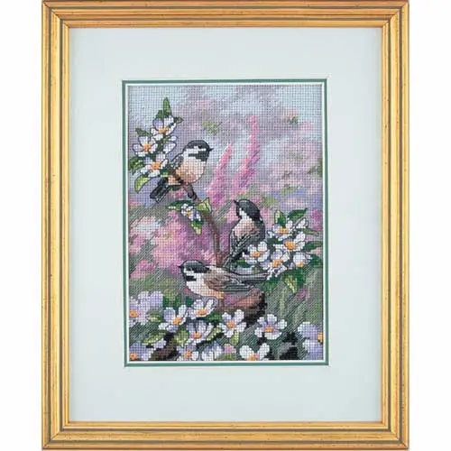 06884 Набор для вышивания крестом DIMENSIONS Chickadees in Spring "Синички весной" . Catalog. Kits