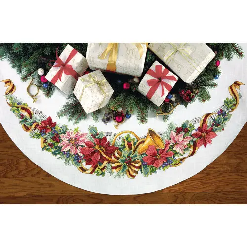70-08939 Набор для вышивания крестом DIMENSIONS Holiday Harmony Tree Skirt "Гармония праздника. Скатерть-юбочка под елку". Catalog. Kits