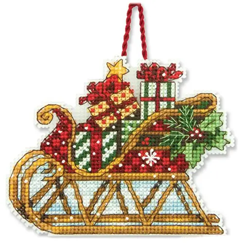 70-08914 Набор для вышивания крестом DIMENSIONS Sleigh Christmas Ornament "Рождественское украшение Сани". Catalog. Kits