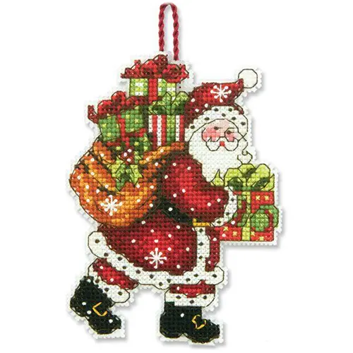 70-08912 Набор для вышивания крестом DIMENSIONS Santa with Bag Christmas Ornament "Рождественское украшение Санта Клаус с мешком". Catalog. Kits