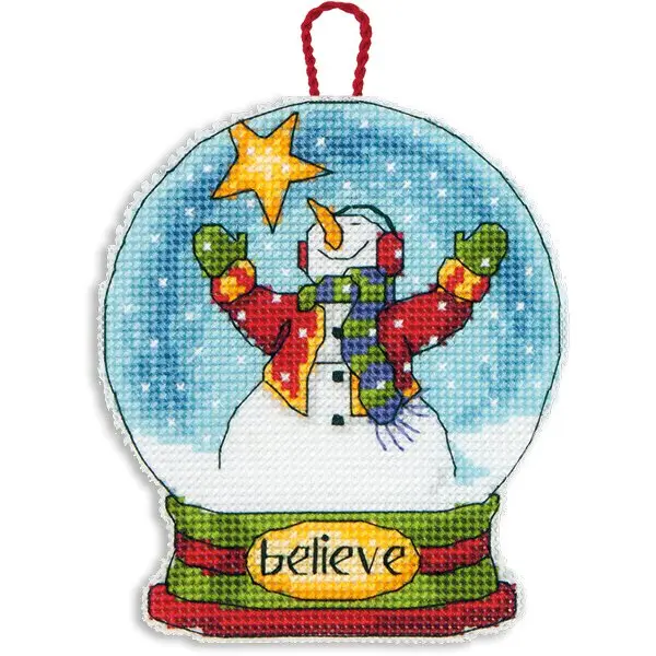 70-08904 Набор для вышивания крестом DIMENSIONS Believe Snowglobe Christmas Ornament "Рождественское украшение - Снежный шар Вера". Catalog. Kits