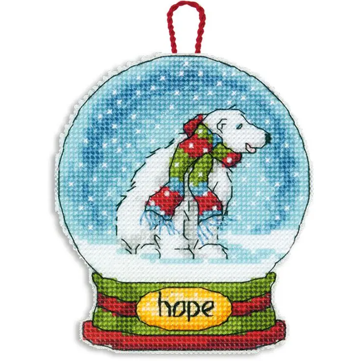 70-08906 Набор для вышивания крестом DIMENSIONS Hope Snowglobe Christmas Ornament "Рождественское украшение - Снежный шар Надежда". Catalog. Kits