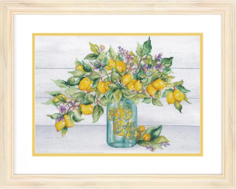 70-35442 Набір для вишивання хрестиком «Lemon Jar//Лимонний букет» DIMENSIONS. Catalog. Kits