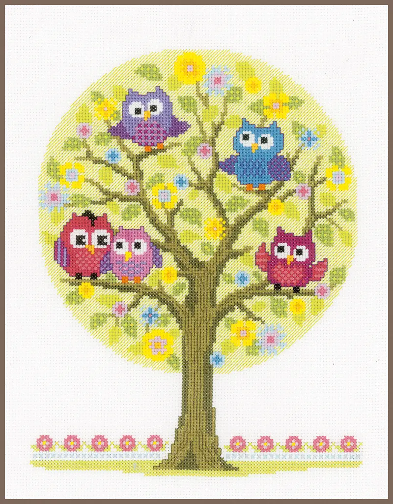 PN-0146618 Набор для вышивки крестом Vervaco Little owls tree "Маленькое дерево совы". Catalog. Kits