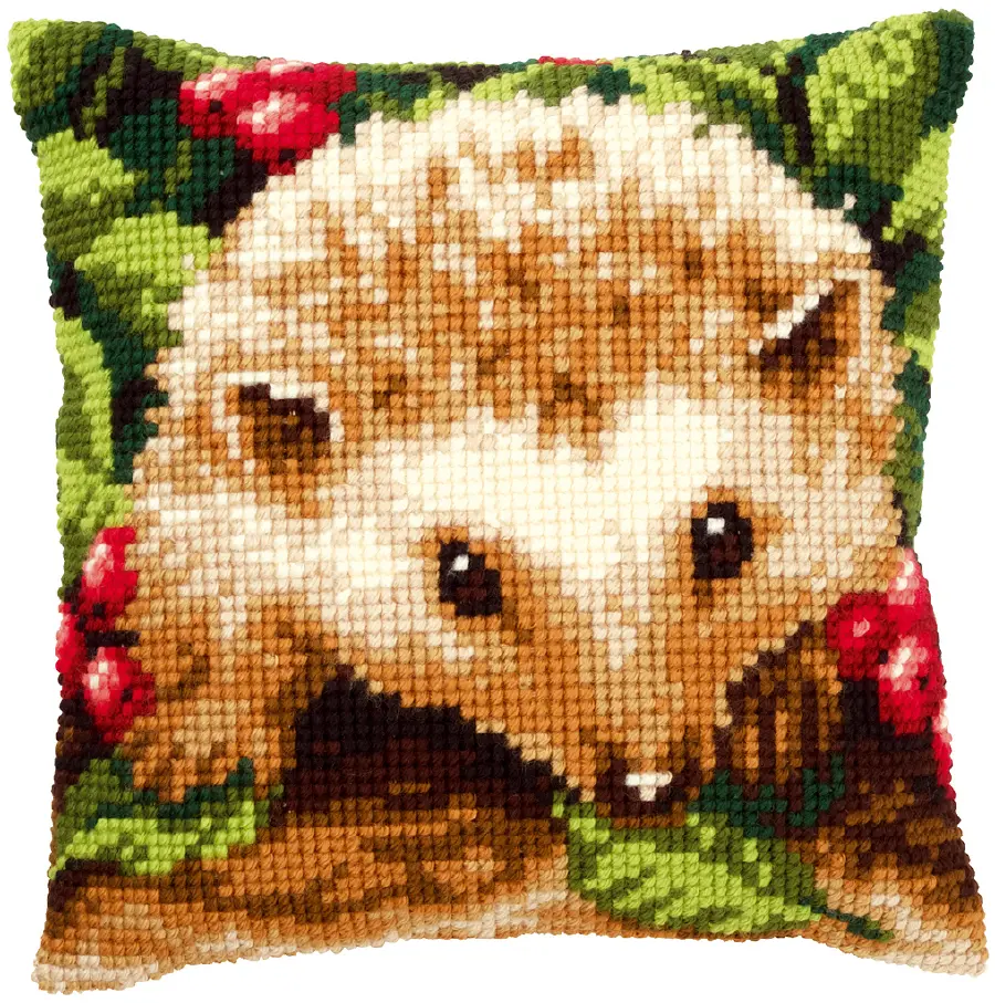 PN-0146403 Набор для вышивания крестом (подушка) Vervaco Hedgehog with Berries "Ежик в траве". Catalog. Kits