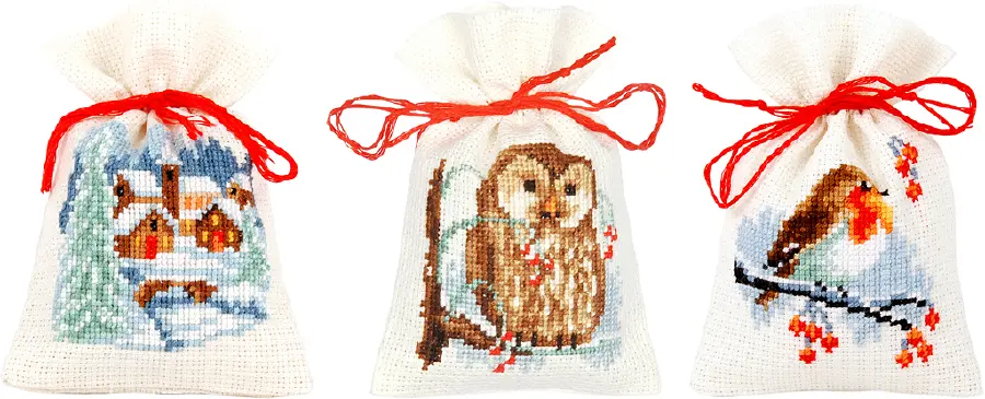 PN-0156823 Набор для вышивания крестом (мешочки для саше) Vervaco Winter "Зима". Catalog. Kits