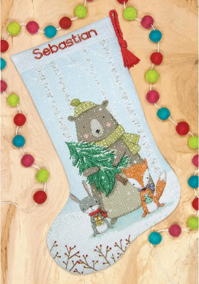 70-09621 Набір для вишивання хрестиком «Woodland Animals Stocking//Лісові тварини» DIMENSIONS. Catalog. Kits