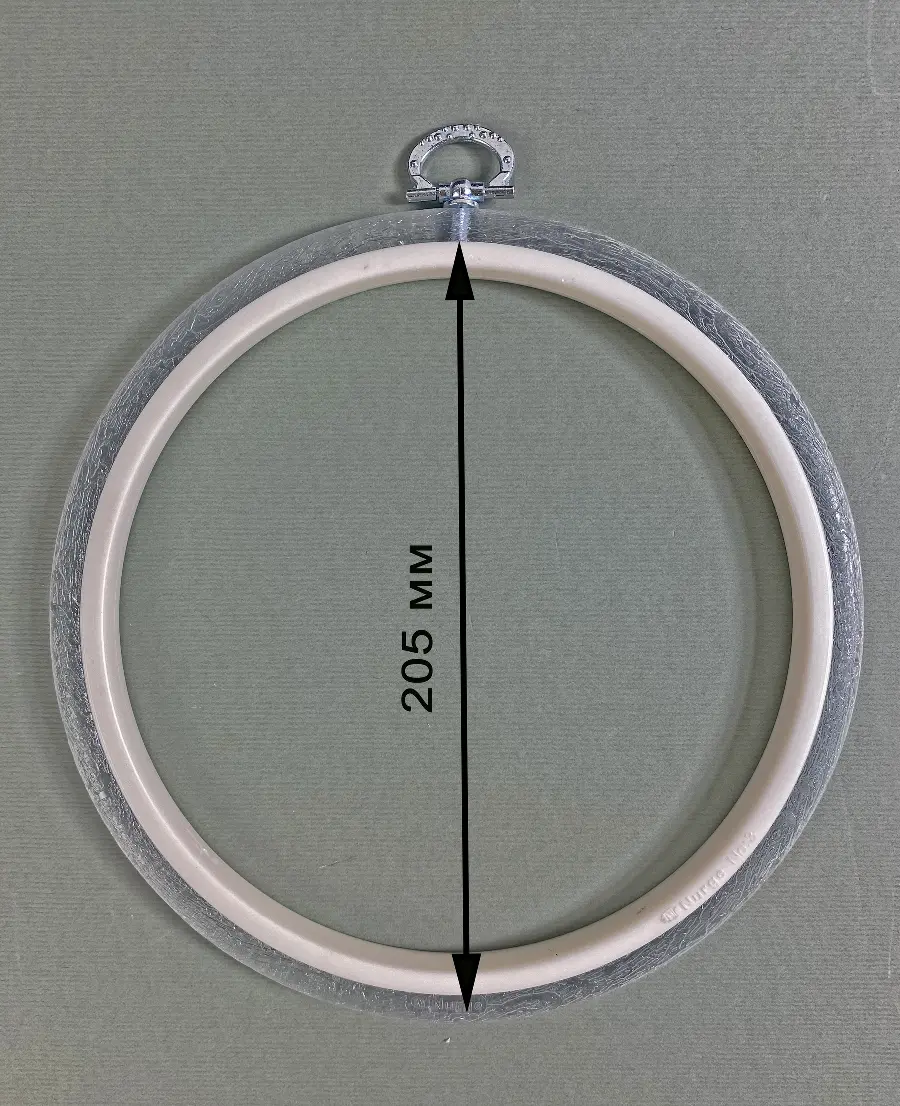 230-4 Пяльці-рамка Nurge круглі каучукові з підвісом, висота обода 8мм, діаметр 205мм (перлинні). Catalog. Embroidery and sewing. Tambour