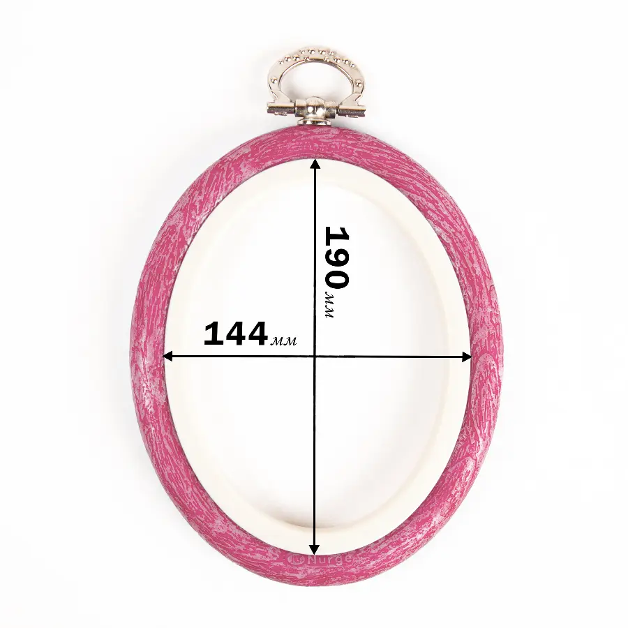 230-8 Пяльцы-рамка Nurge овальные каучуковые с подвесом, высота обода 8мм, диаметр 144*190мм (розовые). Catalog. Embroidery and sewing. Tambour