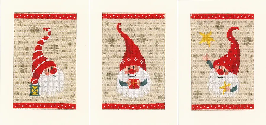 PN-0184428 Набор для вышивания крестом (открытки) Vervaco Christmas gnomes "Рождественские гномы". Catalog. Kits