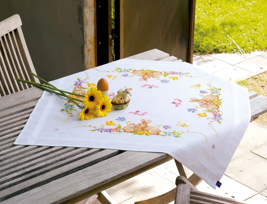 PN-0021708 Набор для вышивания крестом (скатерть) Vervaco Rabbits "Кролики". Catalog. Kits