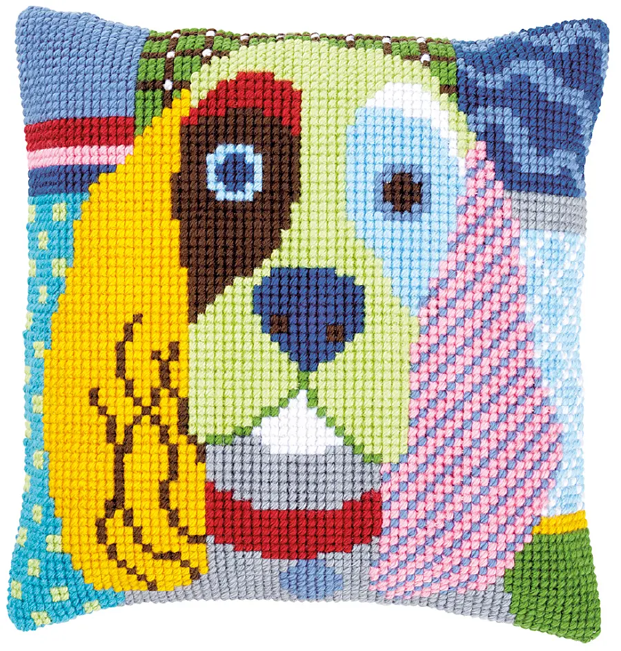 PN-0156109 Набор для вышивания крестом (подушка) Vervaco Modern dog "Современная собака". Catalog. Kits