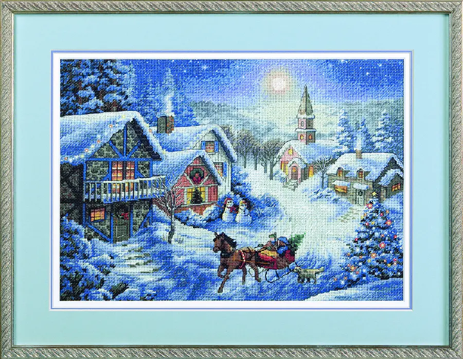 08689 Набір для вишивання хрестом Катання на санях  Sleigh Ride,38*28см,DIMENSIONS. Catalog. Kits