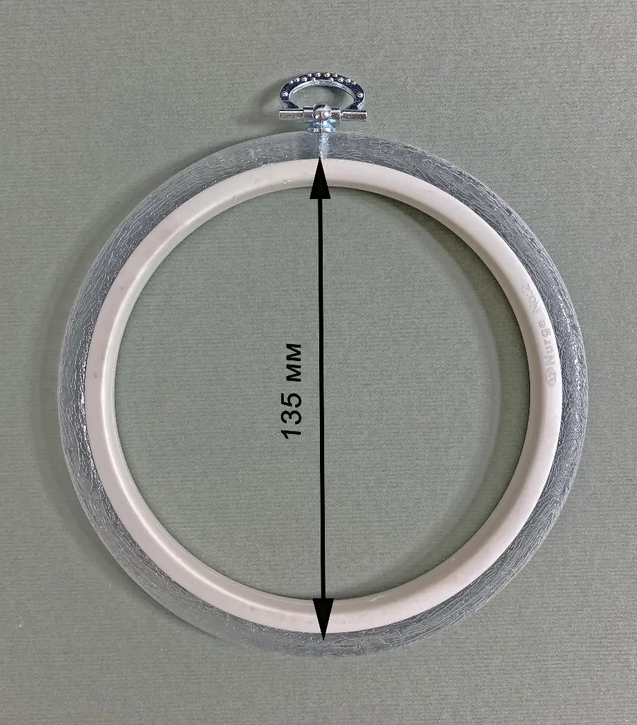 230-2 Пяльці-рамка Nurge круглі каучукові з підвісом, висота обода 8мм, діаметр 135мм (перлинні). Catalog. Embroidery and sewing. Tambour