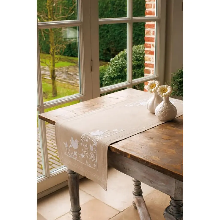 PN-0013131 Набор для вышивания крестом (дорожка на стол) Vervaco White Birds "Белые птицы". Catalog. Kits