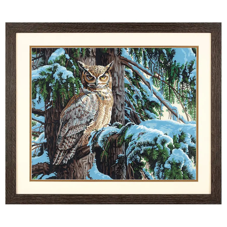 73-91772 Набор для рисования красками по номерам Great horned owl "Большая рогатая сова" Dimensions. Catalog. Kits