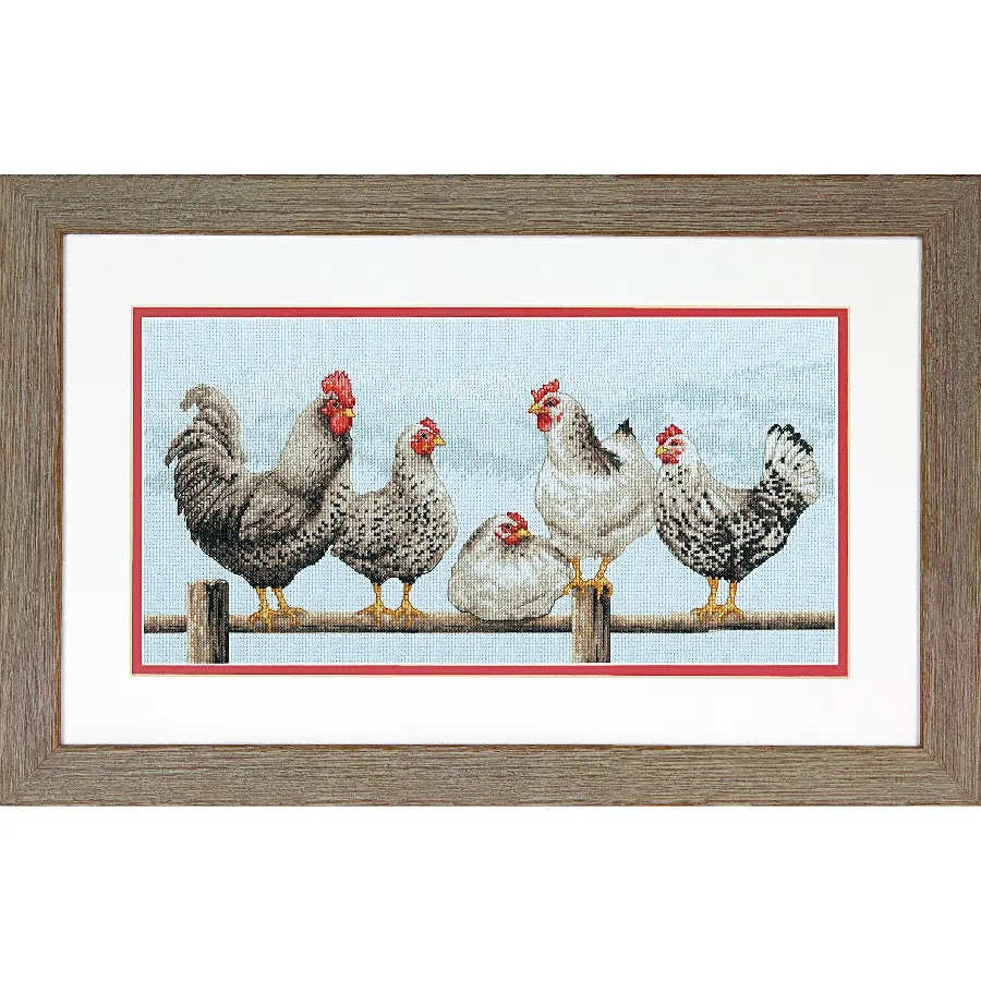 70-35403 Набор для вышивания крестом DIMENSIONS Black & White Hens "Черно-белые куры". Catalog. Kits