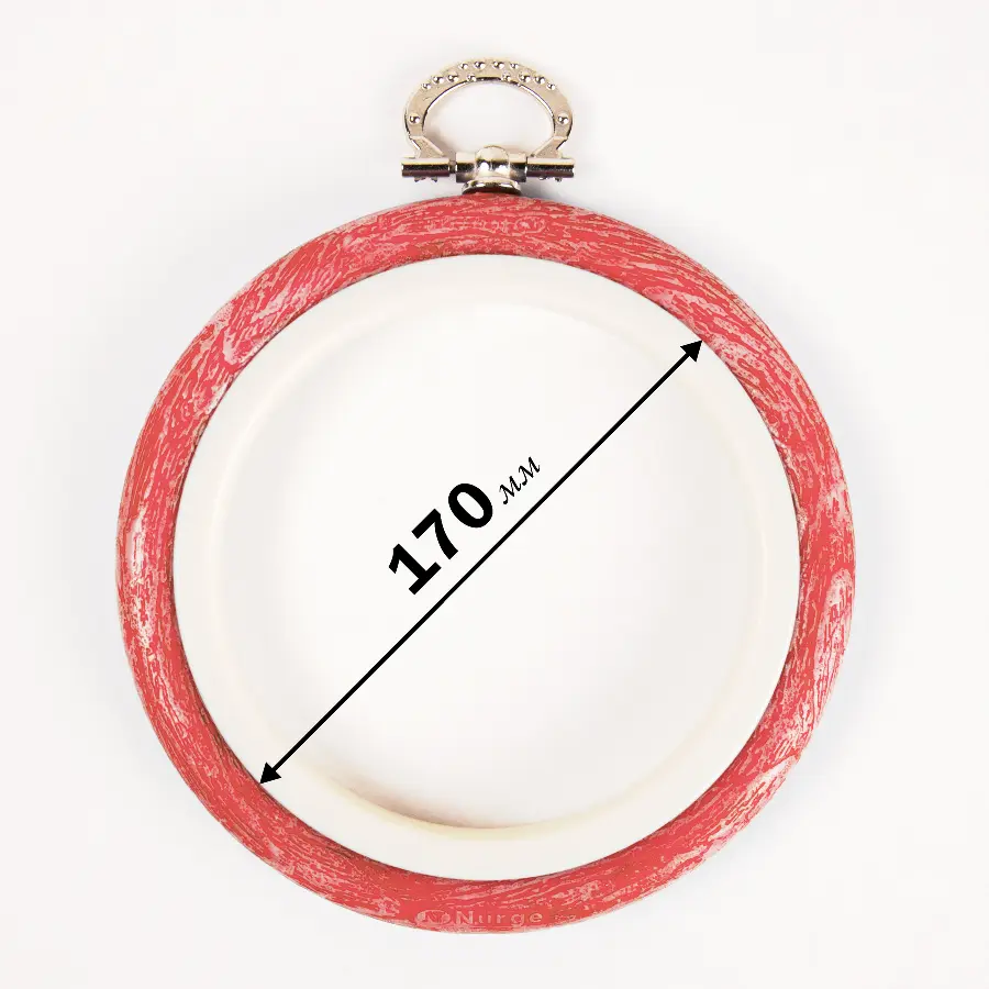 230-3 Пяльцы-рамка Nurge круглые каучуковые с подвесом, высота обода 8мм, диаметр 170мм (красные). Catalog. Embroidery and sewing. Tambour