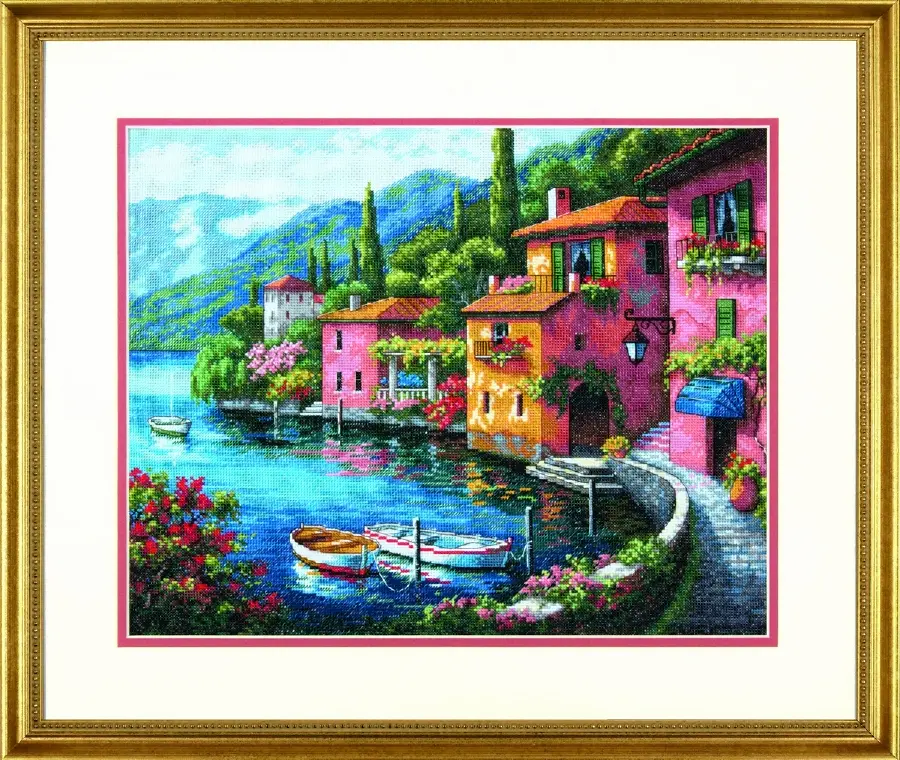 70-35285 Набор для вышивания крестом DIMENSIONS Lakeside Village "Прибрежный город". Catalog. Kits