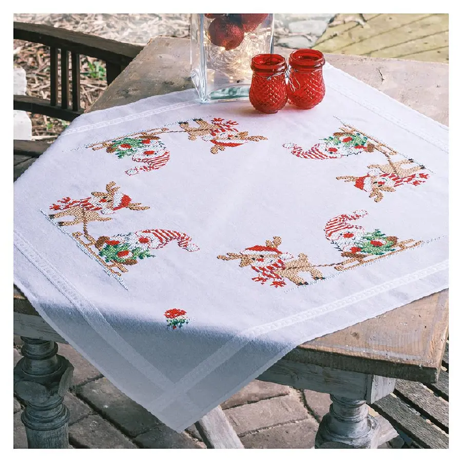 PN-0201719 Набір для вишивання хрестом (скатертина 80х80) Vervaco Олень з гномом. Catalog. Kits