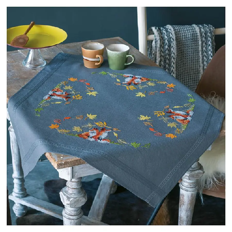 PN-0198561 Набір для вишивання хрест (серветка) Vervaco, 80х80, Лисиці. Catalog. Kits