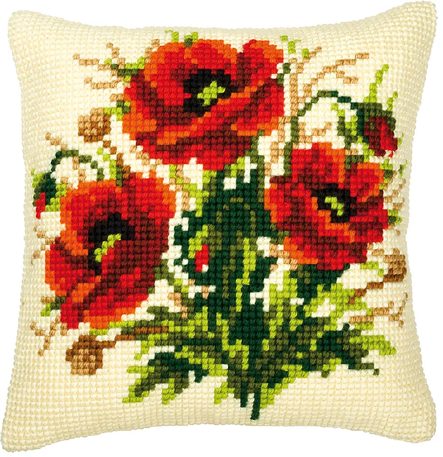 PN-0008523 Набор для вышивания крестом (подушка) Vervaco Poppies "Маки". Catalog. Kits