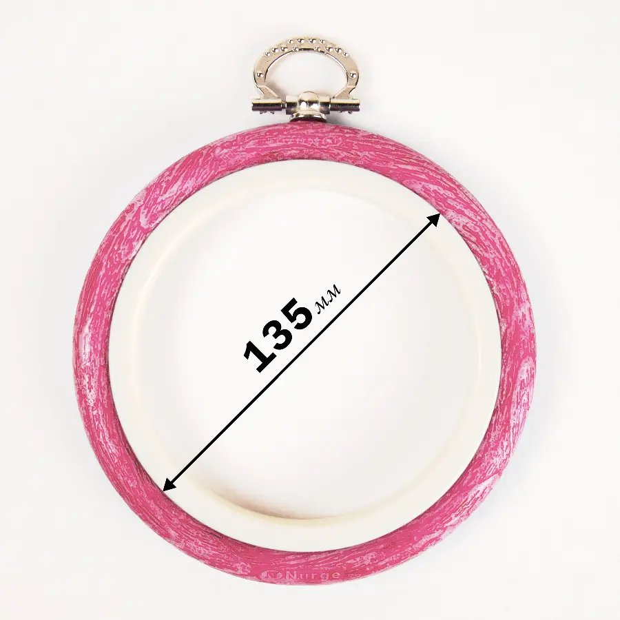 230-2 Пяльцы-рамка Nurge круглые каучуковые с подвесом, высота обода 8мм, диаметр 135мм (розовые). Catalog. Embroidery and sewing. Tambour
