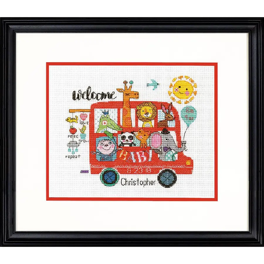 70-75534 Набор для вышивания крестом DIMENSIONS Baby on board birth record "Детская метрика. Ребенок на борту". Catalog. Kits