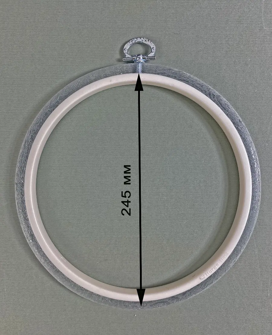 230-5 Пяльці-рамка Nurge круглі каучукові з підвісом, висота обода 8мм, діаметр 245мм (перлинні). Catalog. Embroidery and sewing. Tambour