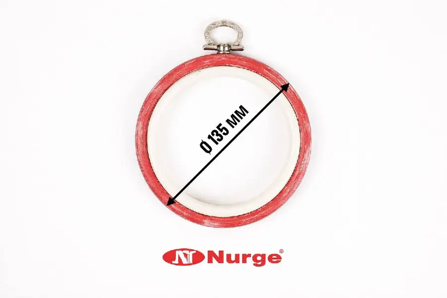 230-2 Пяльцы-рамка Nurge круглые каучуковые с подвесом, высота обода 8мм, диаметр 135мм (красные). Catalog. Embroidery and sewing. Tambour